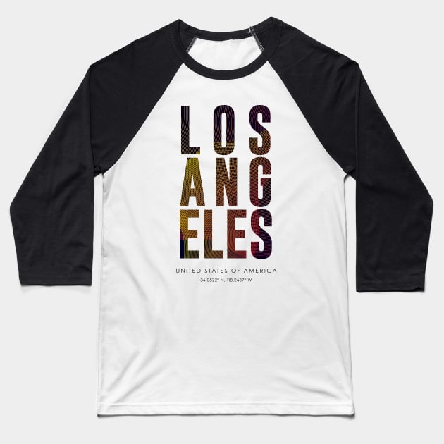 Los Angeles city typography Baseball T-Shirt by StudioGrafiikka